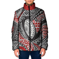 Aotearoa Maori Rugby Tribal Tattoo Padded Jacket Kowhaiwhai Taniko Patchwork Motifs - Polynesian Pride