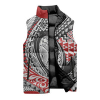 Aotearoa Maori Rugby Tribal Tattoo Sleeveless Puffer Jacket Kowhaiwhai Taniko Patchwork Motifs - Polynesian Pride