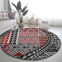 Aotearoa Maori Tribal Tattoo Round Carpet Kowhaiwhai Taniko Patchwork Motifs LT9 - Polynesian Pride