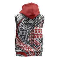 Aotearoa Maori Tribal Tattoo Sleeveless Hoodie Kowhaiwhai Taniko Patchwork Motifs - Polynesian Pride