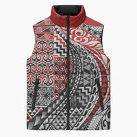 Aotearoa Maori Tribal Tattoo Sleeveless Puffer Jacket Kowhaiwhai Taniko Patchwork Motifs - Polynesian Pride