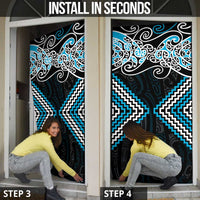 Blue Aotearoa Tukutuku Manawa Tapu Door Cover Ta Moko Toi Maori - Polynesian Pride