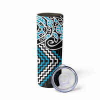 Blue Aotearoa Tukutuku Manawa Tapu Skinny Tumbler Ta Moko Toi Maori LT9 - Polynesian Pride