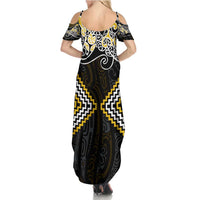 Gold Aotearoa Tukutuku Manawa Tapu Family Matching Summer Maxi Dress and Hawaiian Shirt Ta Moko Toi Maori LT9 - Polynesian Pride