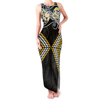 Gold Aotearoa Tukutuku Manawa Tapu Family Matching Tank Maxi Dress and Hawaiian Shirt Ta Moko Toi Maori LT9 Mom's Dress Gold - Polynesian Pride