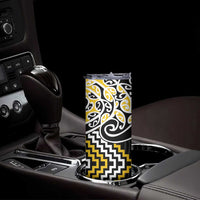 Gold Aotearoa Tukutuku Manawa Tapu Skinny Tumbler Ta Moko Toi Maori LT9 - Polynesian Pride