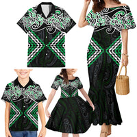 Green Aotearoa Tukutuku Manawa Tapu Family Matching Mermaid Dress and Hawaiian Shirt Ta Moko Toi Maori LT9 - Polynesian Pride