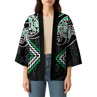 Green Aotearoa Tukutuku Manawa Tapu Kimono Ta Moko Toi Maori - Polynesian Pride