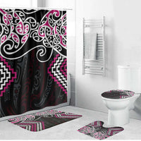 Pink Aotearoa Tukutuku Manawa Tapu Bathroom Set Ta Moko Toi Maori LT9 Bathroom Set (4 pcs) Pink - Polynesian Pride