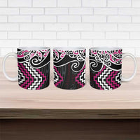Pink Aotearoa Tukutuku Manawa Tapu Ceramic Mug Ta Moko Toi Maori - Polynesian Pride