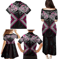 Pink Aotearoa Tukutuku Manawa Tapu Family Matching Puletasi and Hawaiian Shirt Ta Moko Toi Maori LT9 - Polynesian Pride