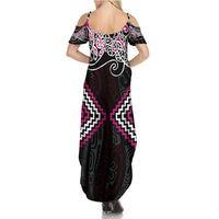 Pink Aotearoa Tukutuku Manawa Tapu Family Matching Summer Maxi Dress and Hawaiian Shirt Ta Moko Toi Maori LT9 - Polynesian Pride
