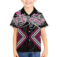 Pink Aotearoa Tukutuku Manawa Tapu Family Matching Tank Maxi Dress and Hawaiian Shirt Ta Moko Toi Maori LT9 Son's Shirt Pink - Polynesian Pride