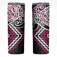 Pink Aotearoa Tukutuku Manawa Tapu Skinny Tumbler Ta Moko Toi Maori LT9 Pink - Polynesian Pride