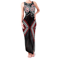 Red Aotearoa Tukutuku Manawa Tapu Family Matching Tank Maxi Dress and Hawaiian Shirt Ta Moko Toi Maori LT9 Mom's Dress Red - Polynesian Pride
