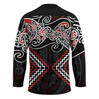 Red Aotearoa Tukutuku Manawa Tapu Hockey Jersey Ta Moko Toi Maori - Polynesian Pride