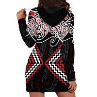 Red Aotearoa Tukutuku Manawa Tapu Hoodie Dress Ta Moko Toi Maori