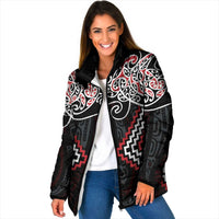 Red Aotearoa Tukutuku Manawa Tapu Padded Jacket Ta Moko Toi Maori - Polynesian Pride