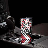 Red Aotearoa Tukutuku Manawa Tapu Skinny Tumbler Ta Moko Toi Maori LT9 - Polynesian Pride