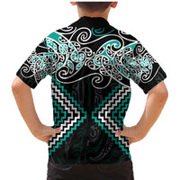Turquoise Aotearoa Tukutuku Manawa Tapu Family Matching Mermaid Dress and Hawaiian Shirt Ta Moko Toi Maori LT9 - Polynesian Pride