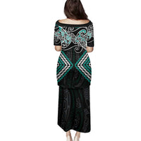Turquoise Aotearoa Tukutuku Manawa Tapu Family Matching Puletasi and Hawaiian Shirt Ta Moko Toi Maori LT9 - Polynesian Pride
