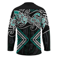 Turquoise Aotearoa Tukutuku Manawa Tapu Hockey Jersey Ta Moko Toi Maori - Polynesian Pride