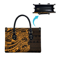 Gold Couple Dolphins Maori Polynesian Style Leather Bag - Polynesian Pride