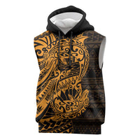 Gold Couple Dolphins Maori Polynesian Style Sleeveless Hoodie - Polynesian Pride