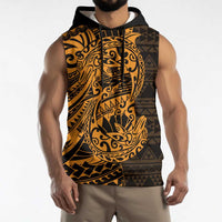 Gold Couple Dolphins Maori Polynesian Style Sleeveless Hoodie - Polynesian Pride