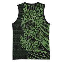 Green Couple Dolphins Maori Polynesian Style Basketball Jersey - Polynesian Pride