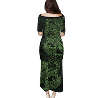 Green Couple Dolphins Maori Polynesian Style Family Matching Puletasi and Hawaiian Shirt LT9 - Polynesian Pride
