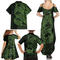 Green Couple Dolphins Maori Polynesian Style Family Matching Summer Maxi Dress and Hawaiian Shirt LT9 - Polynesian Pride