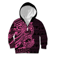 Pink Couple Dolphins Maori Polynesian Style Kid Hoodie LT9 Zip Hoodie Pink - Polynesian Pride