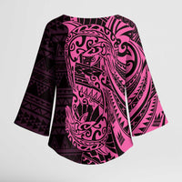 Pink Couple Dolphins Maori Polynesian Style Kimono Sleeve Blouse LT9 - Polynesian Pride