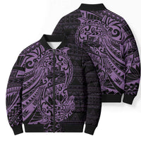 Purple Couple Dolphins Maori Polynesian Style Bomber Puffer Jacket - Polynesian Pride