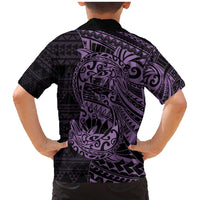 Purple Couple Dolphins Maori Polynesian Style Family Matching Mermaid Dress and Hawaiian Shirt LT9 - Polynesian Pride
