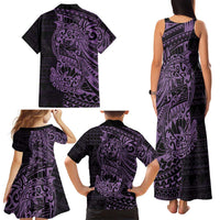 Purple Couple Dolphins Maori Polynesian Style Family Matching Tank Maxi Dress and Hawaiian Shirt LT9 - Polynesian Pride