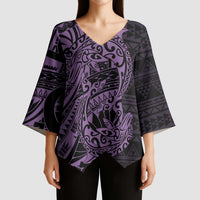Purple Couple Dolphins Maori Polynesian Style Kimono Sleeve Blouse LT9 - Polynesian Pride