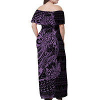 Purple Couple Dolphins Maori Polynesian Style Off Shoulder Maxi Dress LT9 - Polynesian Pride