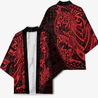 Red Couple Dolphins Maori Polynesian Style Kimono LT9 - Polynesian Pride