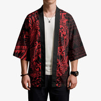 Red Couple Dolphins Maori Polynesian Style Kimono LT9 - Polynesian Pride