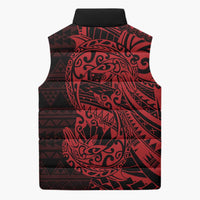 Red Couple Dolphins Maori Polynesian Style Sleeveless Puffer Jacket - Polynesian Pride
