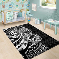 White Couple Dolphins Maori Polynesian Style Area Rug