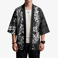 White Couple Dolphins Maori Polynesian Style Kimono LT9 - Polynesian Pride