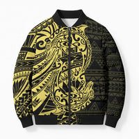 Yellow Couple Dolphins Maori Polynesian Style Bomber Puffer Jacket LT9 Unisex Yellow - Polynesian Pride