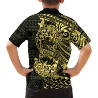 Yellow Couple Dolphins Maori Polynesian Style Family Matching Long Sleeve Bodycon Dress and Hawaiian Shirt LT9 - Polynesian Pride
