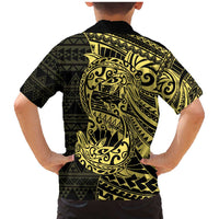 Yellow Couple Dolphins Maori Polynesian Style Family Matching Mermaid Dress and Hawaiian Shirt LT9 - Polynesian Pride