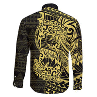 Yellow Couple Dolphins Maori Polynesian Style Family Matching Mermaid Dress and Hawaiian Shirt LT9 - Polynesian Pride