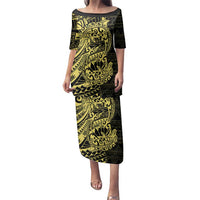 Yellow Couple Dolphins Maori Polynesian Style Family Matching Puletasi and Hawaiian Shirt LT9 Mom's Dress Yellow - Polynesian Pride