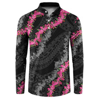 Guam Bougainvillea Lei Button Sweatshirt Chamorro Tribal Pattern